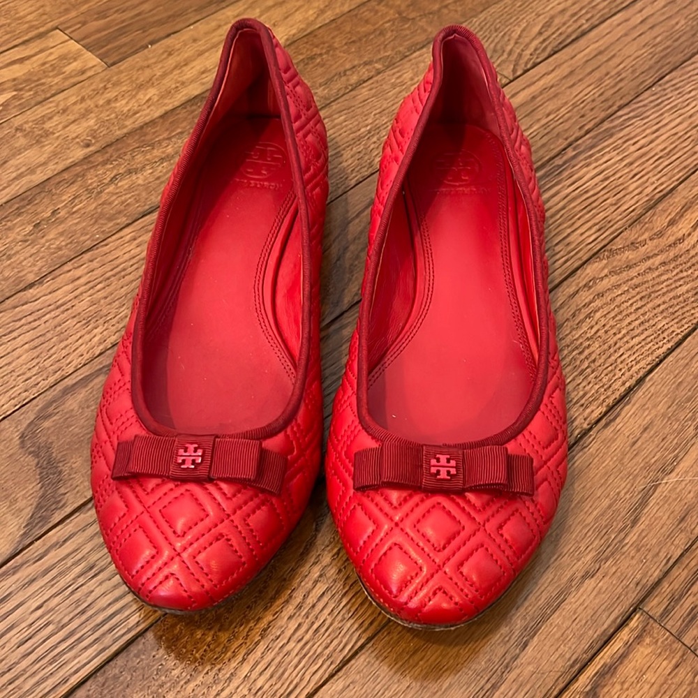 TORY BURCH MARION QUILTED LEATHER BALLET FLAT SZ US 9